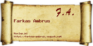 Farkas Ambrus névjegykártya